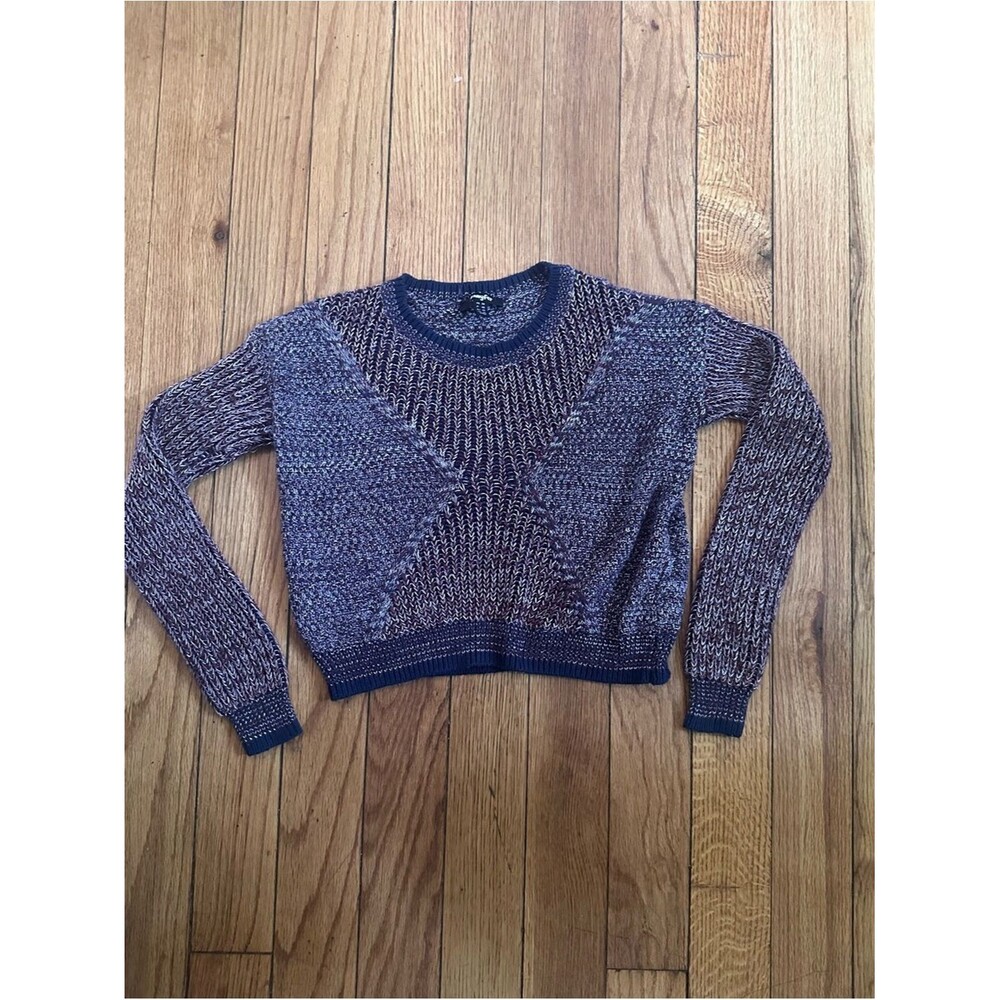 Cropped Crewneck Sweater in Navy and Heathered Purple